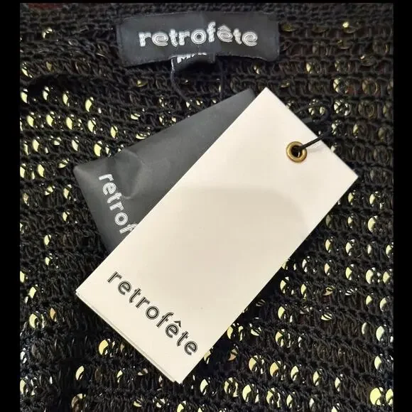 Retrofete Lucia Dress Knit Sequin Balloon Sleeve In Black SZ M/L $615 - Picture 14 of 16